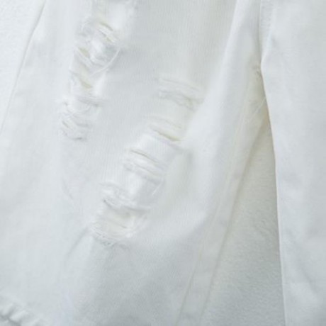 2PCS CASUAL TURN DOWN COLLAR SHORT SLEEVE T-SHIRT WITH HOLE HALF PANTS FOR BOYS (WHITE AND