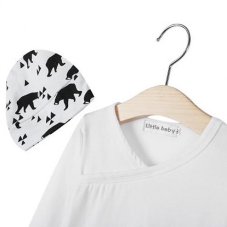 3PCS CASUAL V-COLLAR LONG SLEEVE GEOMETRIC PATTERN BEAR PRINTED BABIES T-SHIRT LONG PANTS 