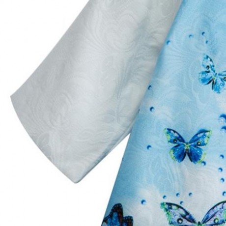 2PCS CHIC SLEEVELESS JACQUARD DRESS WITH LONG SLEEVE COAT FOR GIRLS (BLUE)