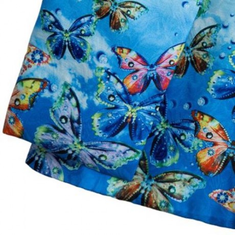 2PCS CHIC SLEEVELESS JACQUARD DRESS WITH LONG SLEEVE COAT FOR GIRLS (BLUE)