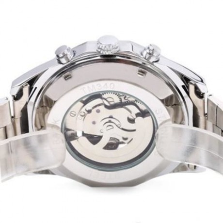 WINNER F1205158 AUTOMATIC MECHANICAL WATCH STEEL STRAP FOR MALE (WHITE BLACK SILVER)
