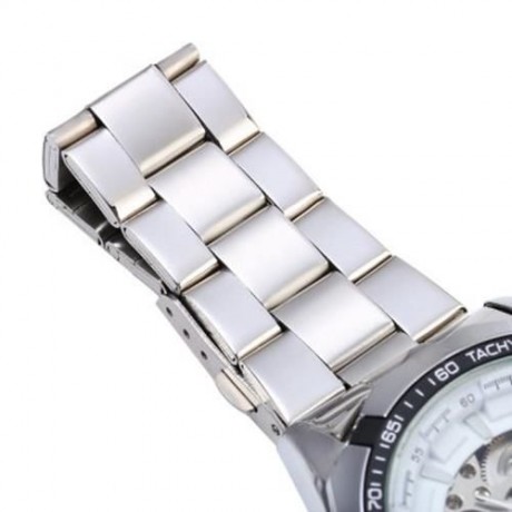 WINNER F1205158 AUTOMATIC MECHANICAL WATCH STEEL STRAP FOR MALE (WHITE BLACK SILVER)