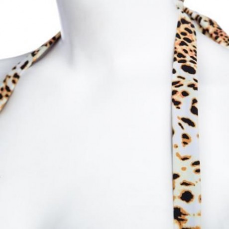 SEXY LADIES HALTERNECK  LEOPARD FLORAL LACING SWIMSUIT (COLORMIX)