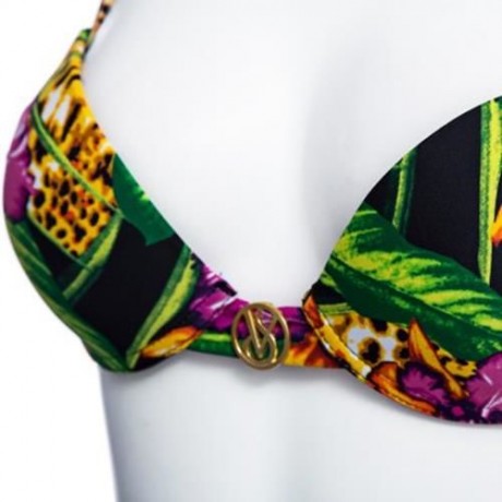 SEXY LADIES HALTERNECK  LEOPARD FLORAL LACING SWIMSUIT (COLORMIX)