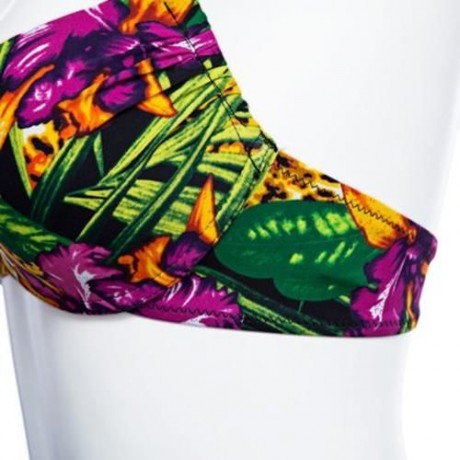 SEXY LADIES HALTERNECK  LEOPARD FLORAL LACING SWIMSUIT (COLORMIX)