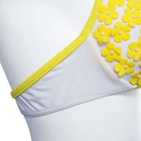 SEXY LADIES FLORAL TANKINIS PUSH-UP PADDED BRA BIKINI SET SWIMSUIT (WHITE AND YELLOW)