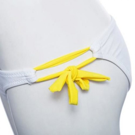 SEXY LADIES FLORAL TANKINIS PUSH-UP PADDED BRA BIKINI SET SWIMSUIT (WHITE AND YELLOW)