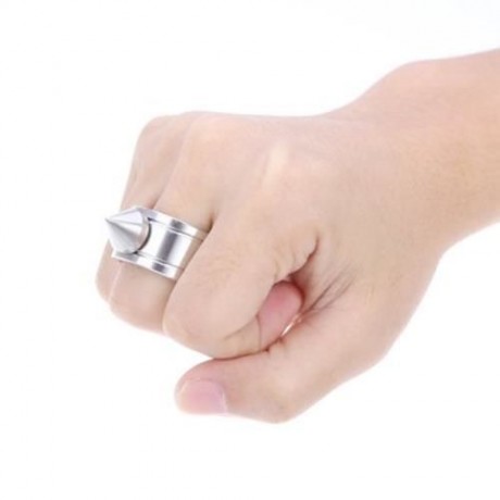 OUTDOOR CAMPING HIKING WHISTLE DEFENSE RING EMERGENCY SURVIVAL TOOL (SILVER)