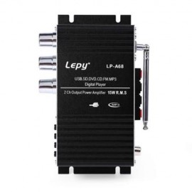 LEPY LP - A68 PORTABLE 12V HIFI AUDIO AMPLIFIER SUPPORT FM SD USB INPUT (BLACK)