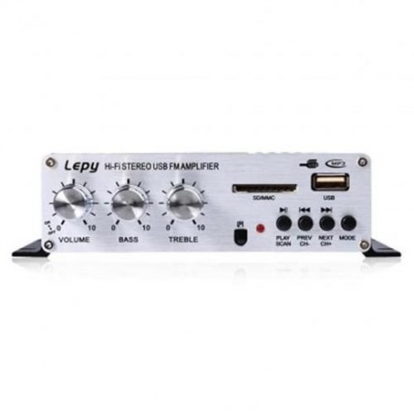 LEPY LP - A68 PORTABLE 12V HIFI AUDIO AMPLIFIER SUPPORT FM SD USB INPUT (BLACK)