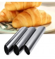 3PCS STAINLESS STEEL SPIRAL TUBE ANODE BAKED CROISSANTS DIY HORN BAKING CAKE MOLD (SILVER)