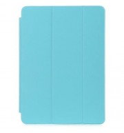 PU LEATHER SMART ULTRA THIN STAND COVER PC BACK CASE FOR IPAD AIR (AZURE)
