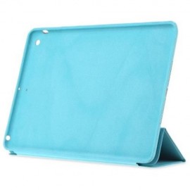 PU LEATHER SMART ULTRA THIN STAND COVER PC BACK CASE FOR IPAD AIR (AZURE)