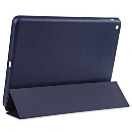 PU LEATHER SMART ULTRA THIN STAND COVER PC BACK CASE FOR IPAD AIR (DEEP BLUE)