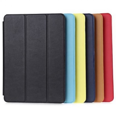 PU LEATHER SMART ULTRA THIN STAND COVER PC BACK CASE FOR IPAD AIR (DEEP BLUE)