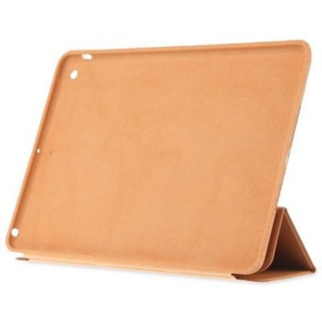 PU LEATHER SMART ULTRA THIN STAND COVER PC BACK CASE FOR IPAD AIR (LIGHT BROWN)