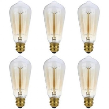 LIGHTME 6PCS ST58 230V 40W E27 110 - 120LM 19AK RETRO BULB TUNGSTEN FILAMENT ENERGY-SAVING