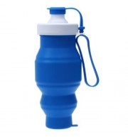 SPORT PORTABLE FOLDING WATER BOTTLE ECO-FRIENDLY SILICONE DRINKWARE (BLUE)