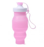 SPORT PORTABLE FOLDING WATER BOTTLE ECO-FRIENDLY SILICONE DRINKWARE (SHALLOW PINK)