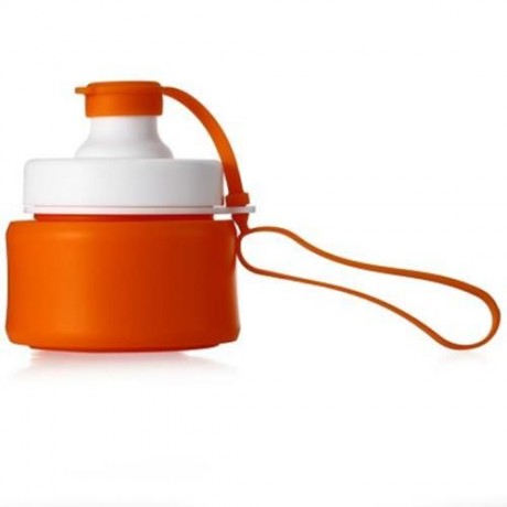 SPORT PORTABLE FOLDING WATER BOTTLE ECO-FRIENDLY SILICONE DRINKWARE (DARKSALMON)