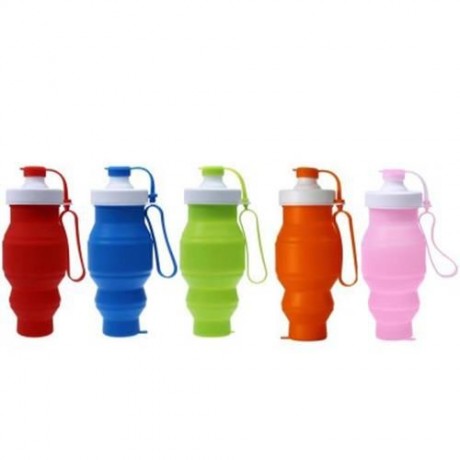 SPORT PORTABLE FOLDING WATER BOTTLE ECO-FRIENDLY SILICONE DRINKWARE (DARKSALMON)