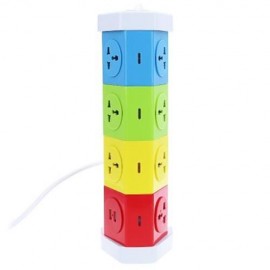 ALARDOR COLORFUL ALD-4W8K-L 180 DEGREE ROTATING SOCKET INTELLIGENT PATCH PANEL USB SURGE P