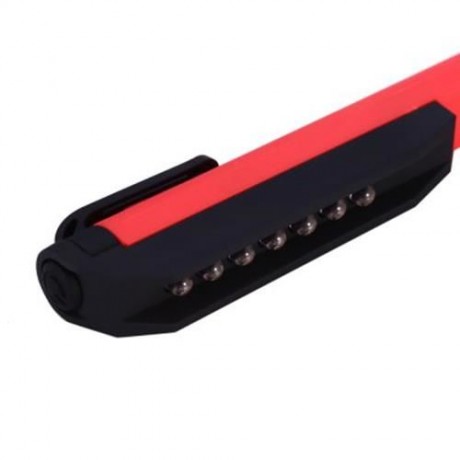 ULTRA BRIGHT 7 LEDS LED POCKET PEN WORK LIGHT WITH POWERFUL MAGNETIC BASE CLIP (RED)