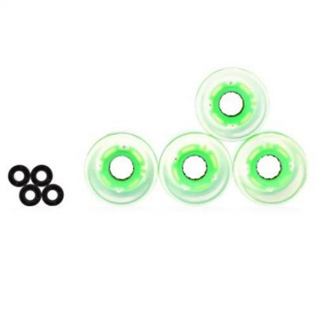 4PCS 60 X 45MM LED TRANSPARENT SKATEBOARD WHEELS (GREEN)