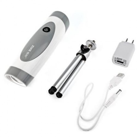 ZK8157 LED RECHARGEABLE FLASHLIGHT WHITE BLUE OUTDOOR FISHING LIGHT WITH HOLDER (WHITE)