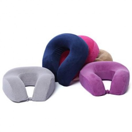 U SHAPED SLOW REBOUND MEMORY FOAM TRAVEL NECK PILLOW WITH BUTTON (ROSE)