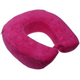 U SHAPED SLOW REBOUND MEMORY FOAM TRAVEL NECK PILLOW WITH BUTTON (ROSE)