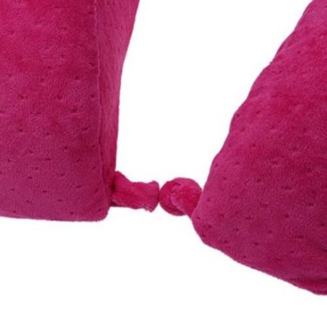 U SHAPED SLOW REBOUND MEMORY FOAM TRAVEL NECK PILLOW WITH BUTTON (ROSE)