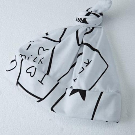 3PCS JEWEL COLLAR LONG SLEEVE MILK BOTTLE PRINTED T-SHIRT LONG PANTS WITH HAT FOR BABY BOY