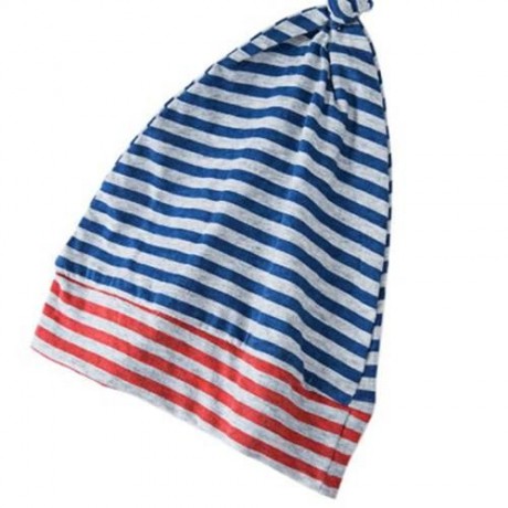 3PCS JEWEL NECK LONG SLEEVE STRIPED JUMPSUIT LONG PANTS WITH HAT FOR BABY BOYS (RED)