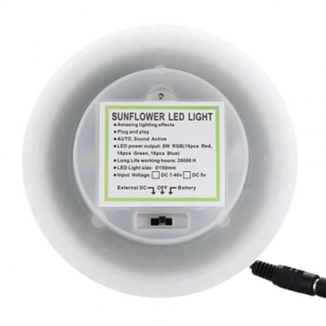 UFO 48 LEDS VOICE CONTROL SUNFLOWER LED STAGE LIGHT ROTATING RGB LIGHTING (WHITE)