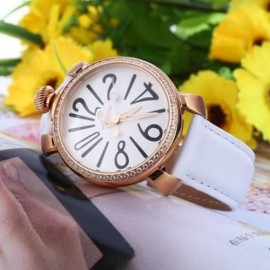 ANGIE ST7154L MATONINI SERIES LEATHER BAND RHINESTONE QUARTZ WATCH FOR LADIES LUMINOUS POI