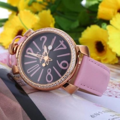 ANGIE ST7154L MATONINI SERIES LEATHER BAND RHINESTONE QUARTZ WATCH FOR LADIES LUMINOUS POI