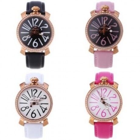 ANGIE ST7154L MATONINI SERIES LEATHER BAND RHINESTONE QUARTZ WATCH FOR LADIES LUMINOUS POI