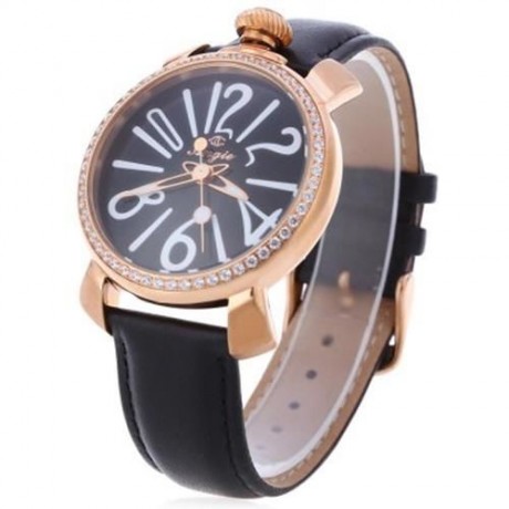 ANGIE ST7154L MATONINI SERIES LEATHER BAND RHINESTONE QUARTZ WATCH FOR LADIES LUMINOUS POI