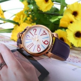 ANGIE ST7154L MATONINI SERIES LEATHER BAND QUARTZ WATCH FOR LADIES LUMINOUS POINTERS (PURP