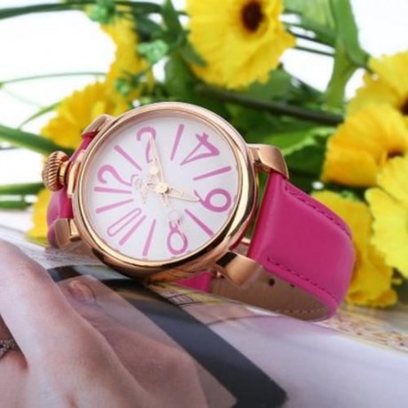 ANGIE ST7154L MATONINI SERIES LEATHER BAND QUARTZ WATCH FOR LADIES LUMINOUS POINTERS (ROSE