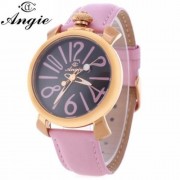 ANGIE ST7154L MATONINI SERIES LEATHER BAND QUARTZ WATCH FOR LADIES LUMINOUS POINTERS (PINK