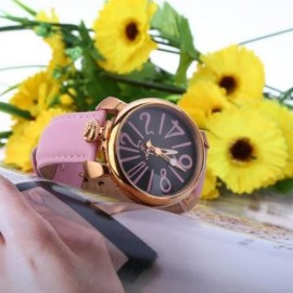 ANGIE ST7154L MATONINI SERIES LEATHER BAND QUARTZ WATCH FOR LADIES LUMINOUS POINTERS (PINK