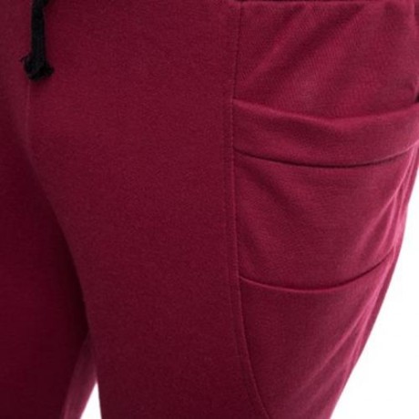 CASUAL DRAWSTING POCKET DESIGN COTTON BLEND HAREM PANTS FOR MEN (WINE RED)