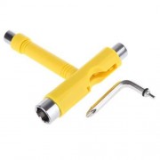 MULTIFUNCTIONAL SKATEBOARD T-TOOL SPANNER SKATE ALL IN ONE REFIT FIX TOOL (YELLOW)