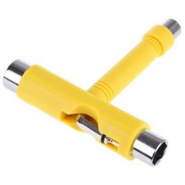 MULTIFUNCTIONAL SKATEBOARD T-TOOL SPANNER SKATE ALL IN ONE REFIT FIX TOOL (YELLOW)