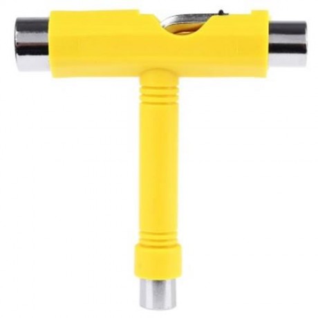 MULTIFUNCTIONAL SKATEBOARD T-TOOL SPANNER SKATE ALL IN ONE REFIT FIX TOOL (YELLOW)