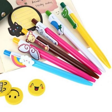 CARTOON 0.5MM BLUE BALLPOINT PEN STATIONERY FOR WRITING OFFICE SCHOOL SUPPLIES (CAT)