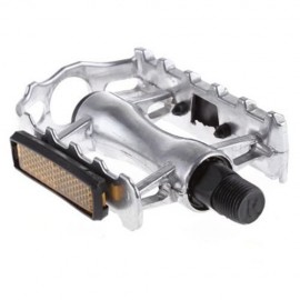 PAIRED ALUMINUM ALLOY FLAT BICYCLE PEDAL FOR MOUNTAIN ROAD BIKE BMX FIXED GEAR (SILVER)