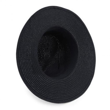 SOLID COLOR SUMMER LADIES BOW WIDE STRAW PLAITING HAT (#5)